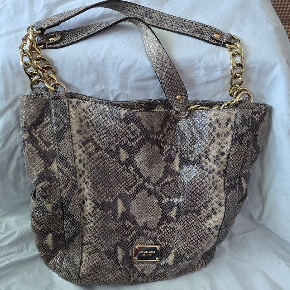 Michael Kors Brown Snake Print Shoulder Bag - Picture 1 of 5